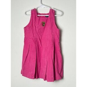 Ralph Lauren Pink Corduroy Pinafore Dress with Crest RL 4T